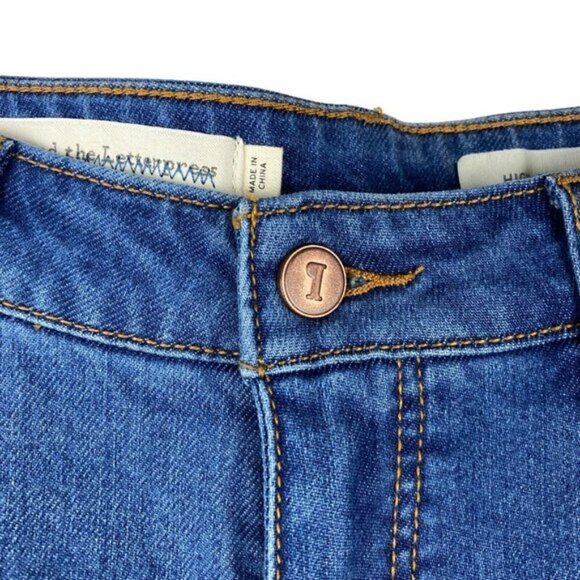 Anthropologie Pilcro and the Letterpress High Rise Flare Ankle Raw Hem Blue 29 - Picture 8 of 16